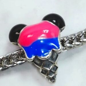 Mickey Mouse Ice Cream Cone Sterling Silver Enamel Charm